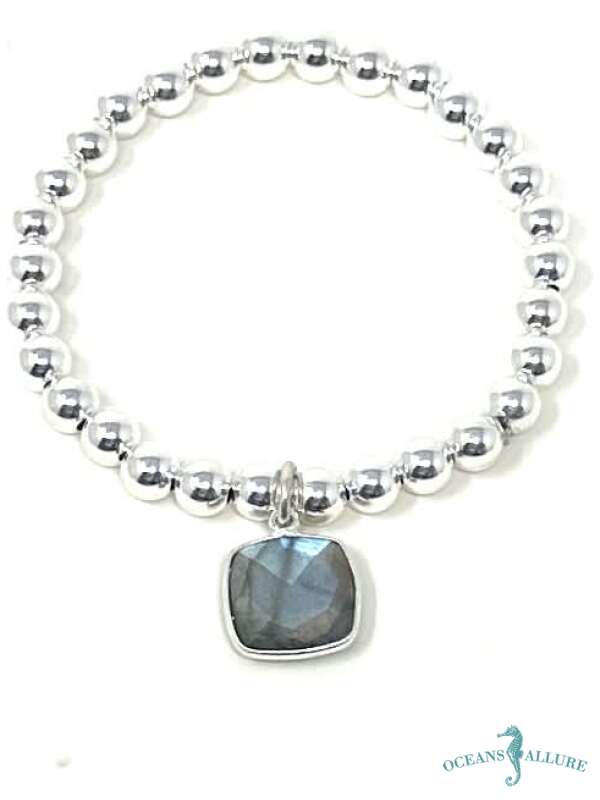 6mm Silver 12mm Labradorite Bracelet