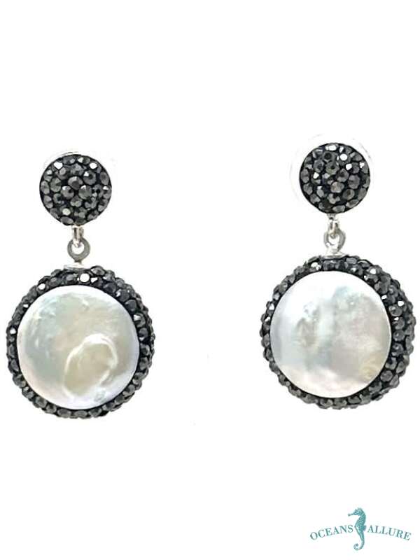 Large Pearl Crystal Earrings