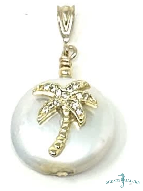 GF Palm Tree Coin Pearl Pendant