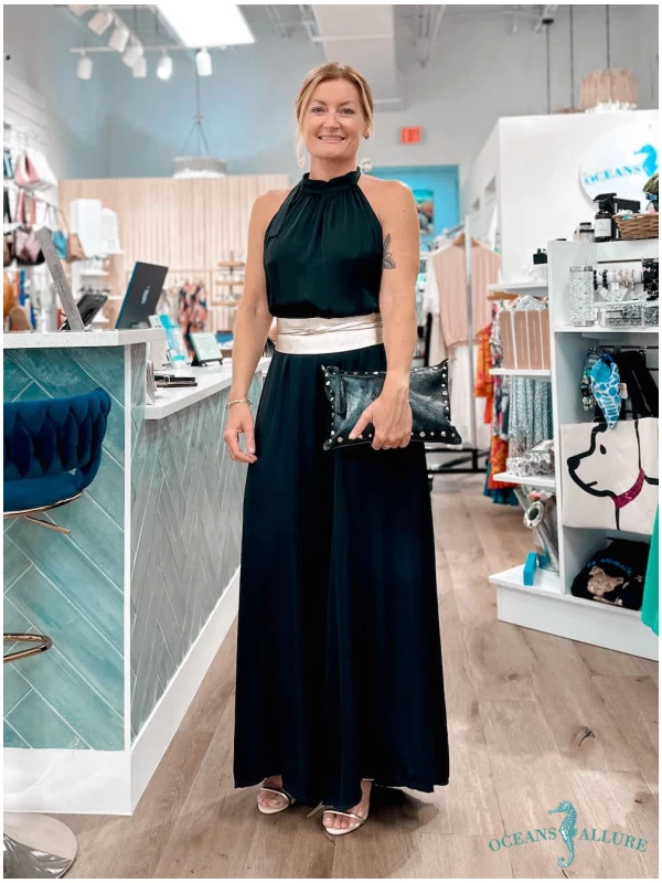 Black Silk Halter Jumpsuit