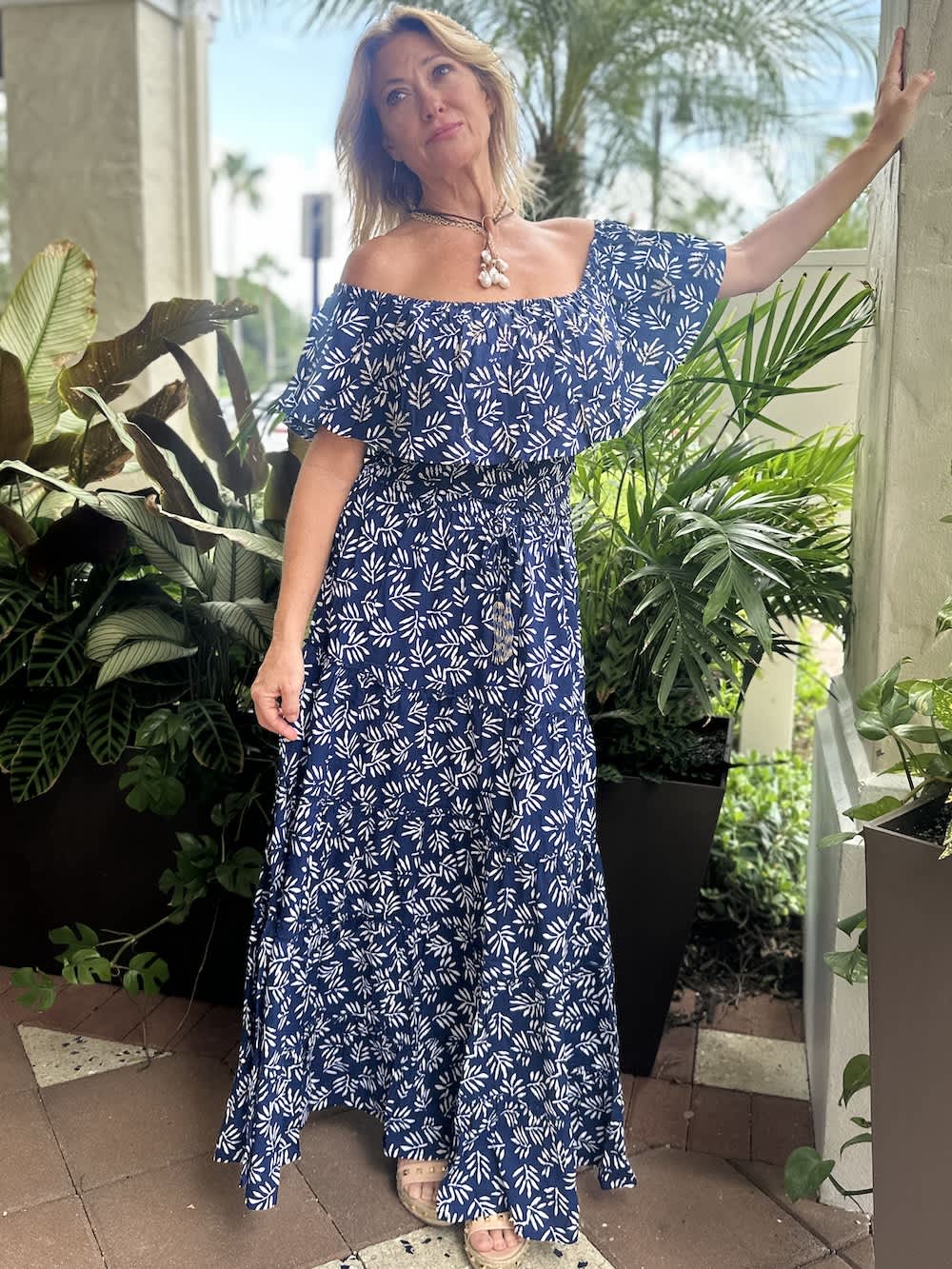 Golden Palms Lace Maxi Skirt