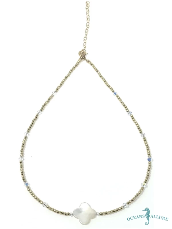 GF Bead & Clover MOP Necklace