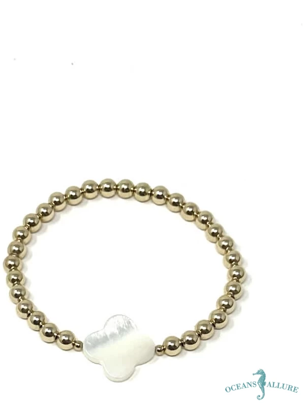 5mm GF Clover MOP Bead Bracelet