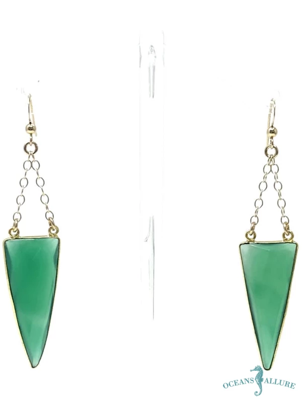 Green Onyx GF Dagger Earrings