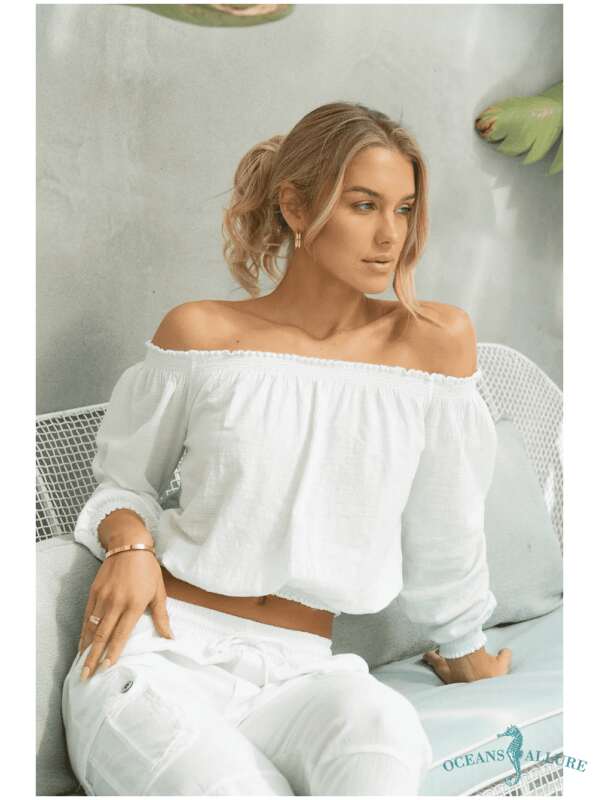 White Sole Off Shoulder Top