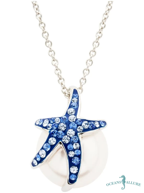 Pearl /Sapphire Crystal Starfish Necklace