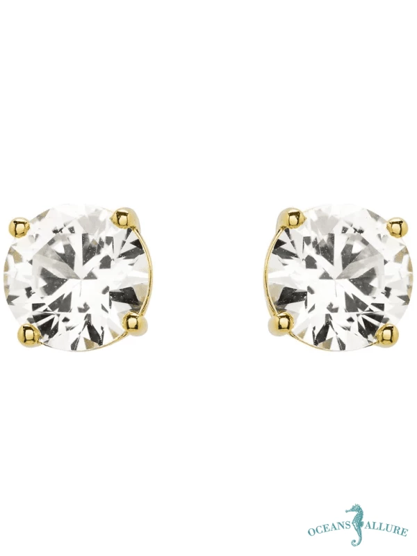 14KG Vermeil White Sapphire Studs