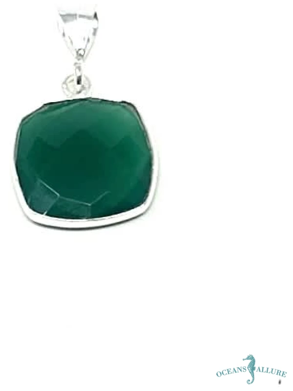 15mm Square GF Green Onyx Pendant