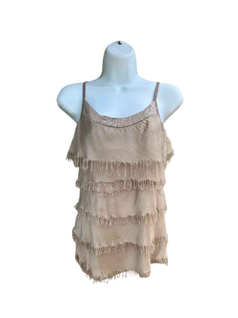 Taupe Silk Sequin Layer Tank – Oceans Allure