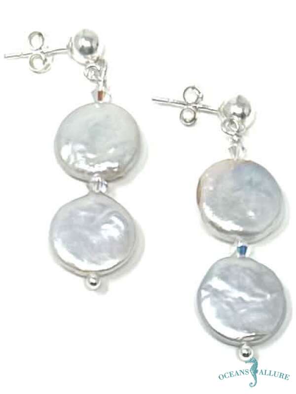 Double Coin Pearl Earrings