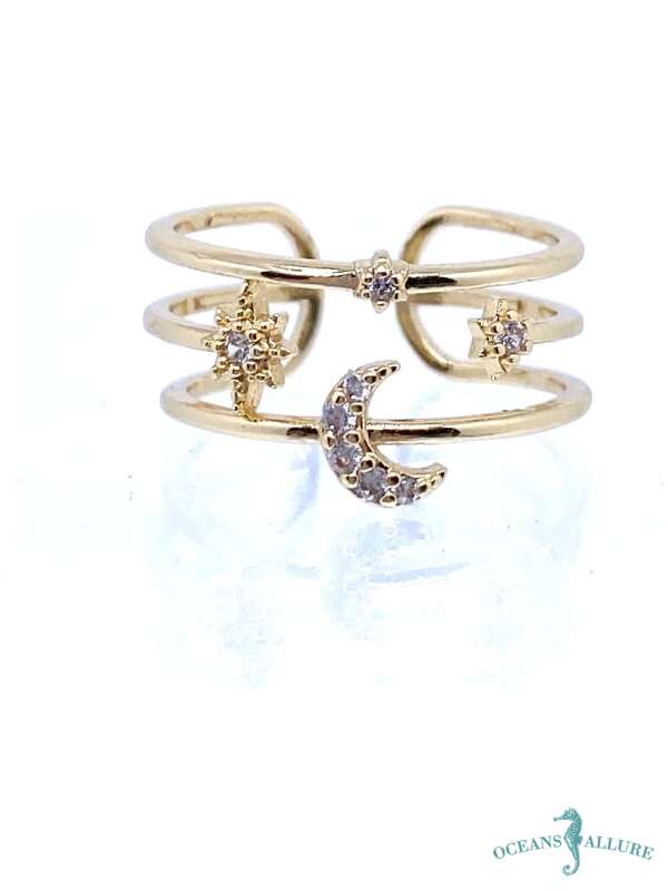 GP CZ Moon Stars Ring