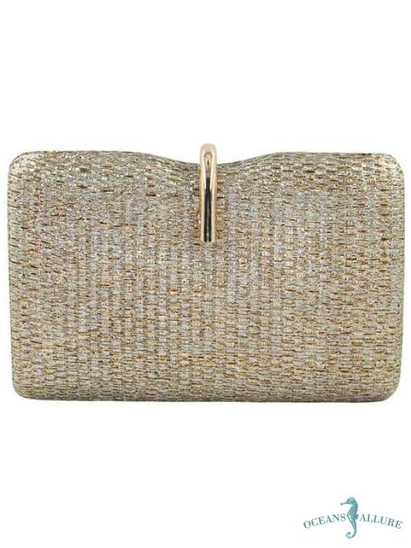 Gold Jackie Woven Clutch