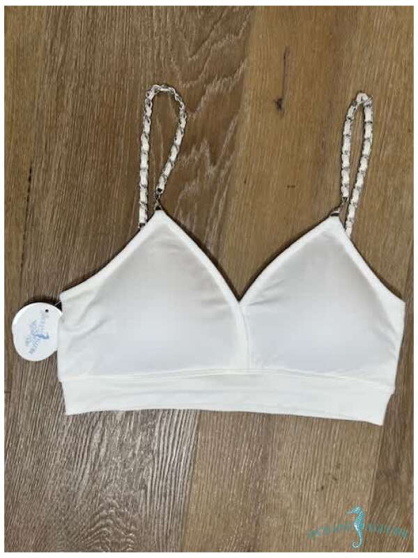 Silver/White Chain White Bra