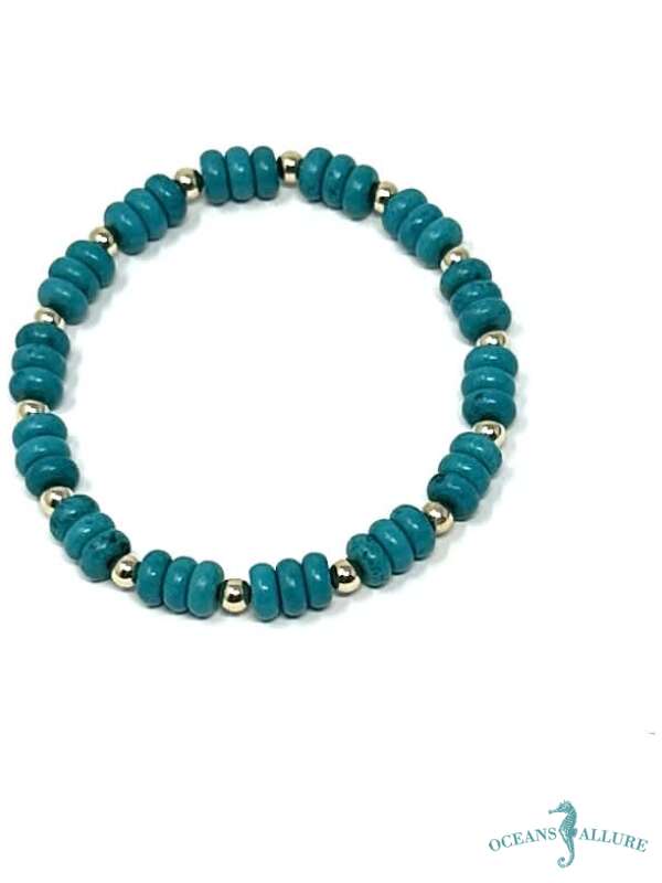 Turquoise & 4mm GF Bead Bracelet – Oceans Allure