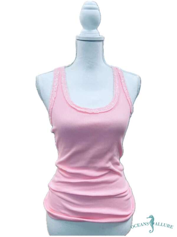Pink Sequin Racer Tank
