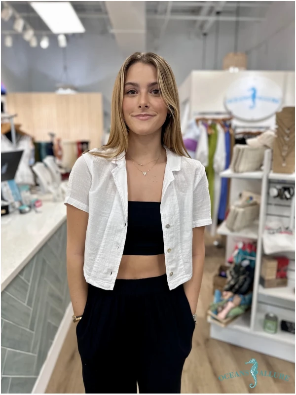 Rexa Crop Blazer White