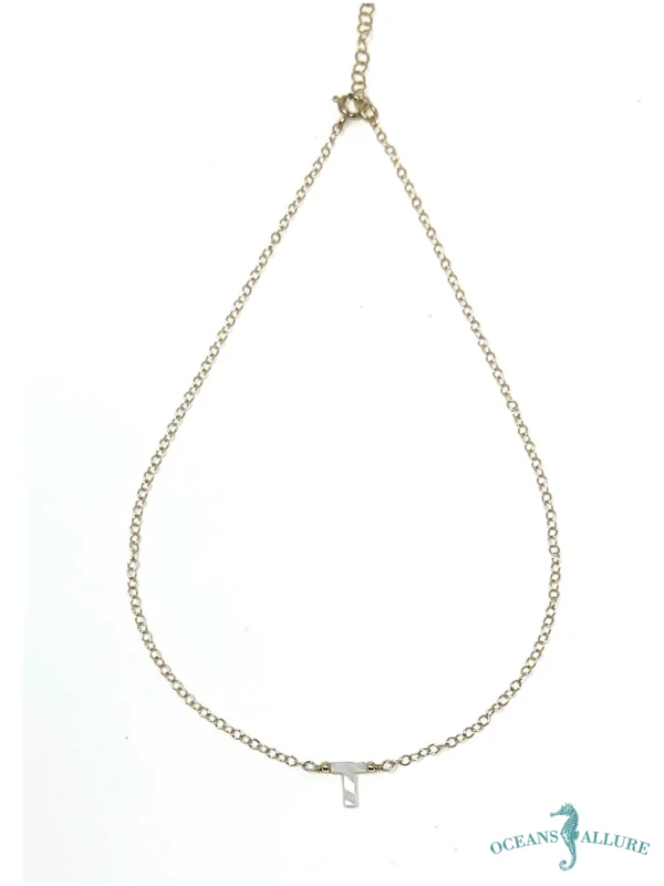 GF MOP T Initial Necklace