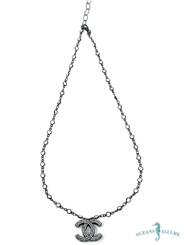 LG Oxidized Chanel Pend on CZ Chain