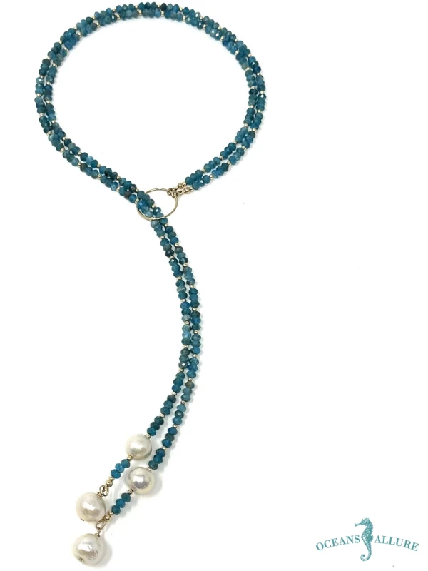 GF Apatite & Baroque Pearl Lariat