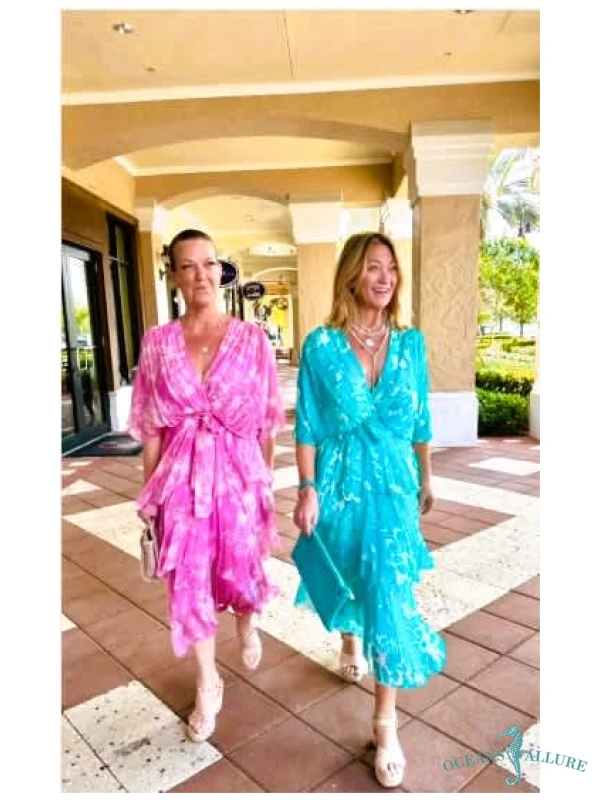 Pink Aloha Ruffle Midi