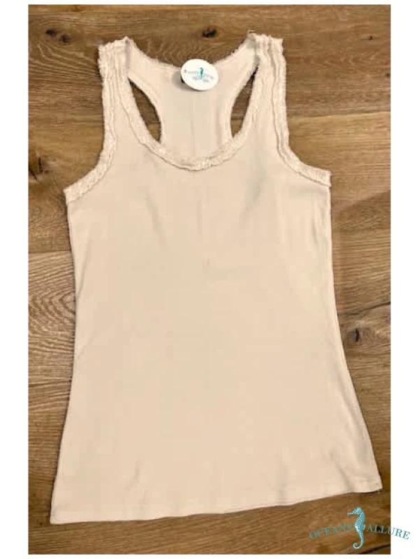 Beige Sequin Racer Tank