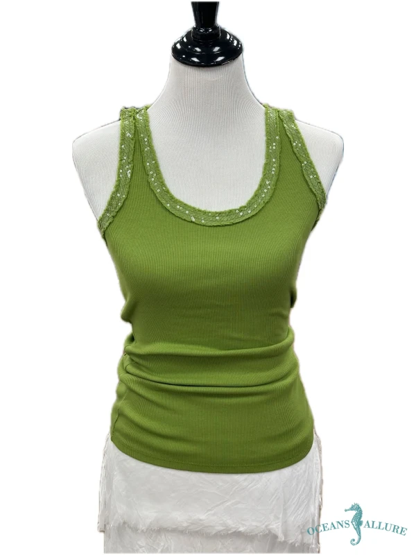Lime Sequin Racer Tank