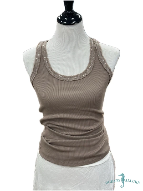 Portabello Sequin Racer Tank
