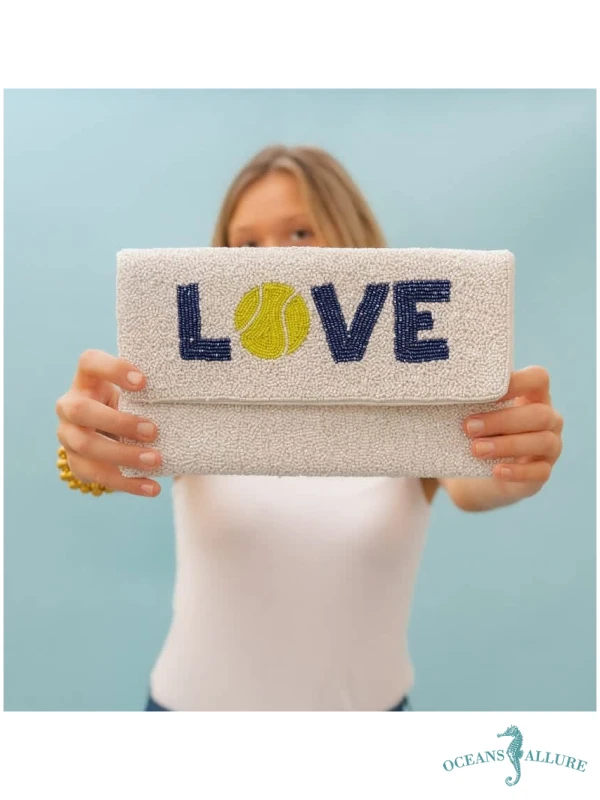 White Tennis Love Clutch