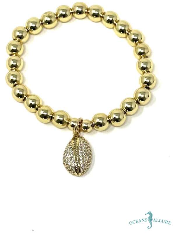 8mm GFB Bead CZ Cowrie Bracelet