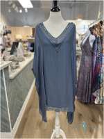 Steel Blue V-Neck Sequin Dress