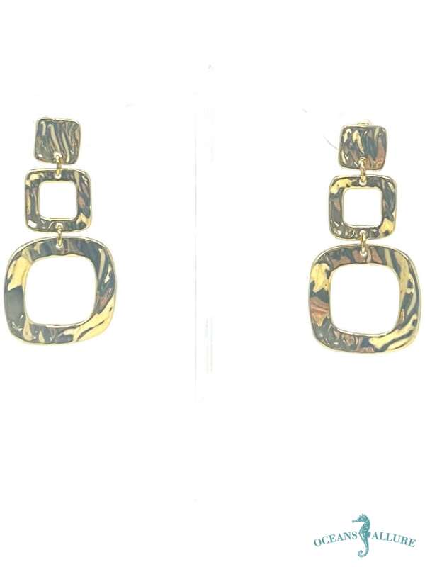 Gold Square Drop Earrings