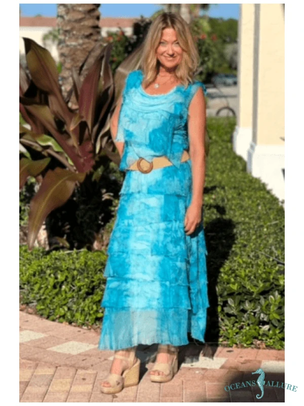 Teal TD Flutter Maxi Dress