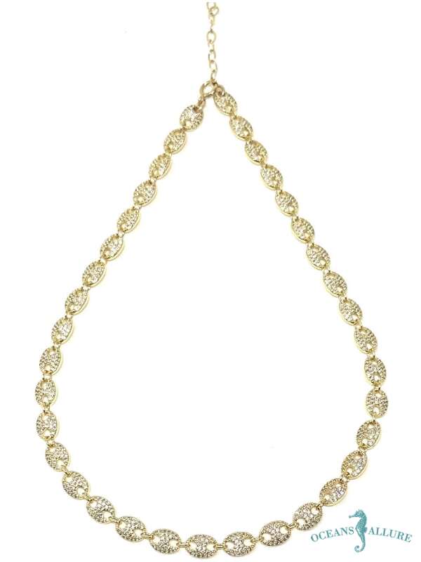 24K GFB CZ Mariner Chain  16-18"