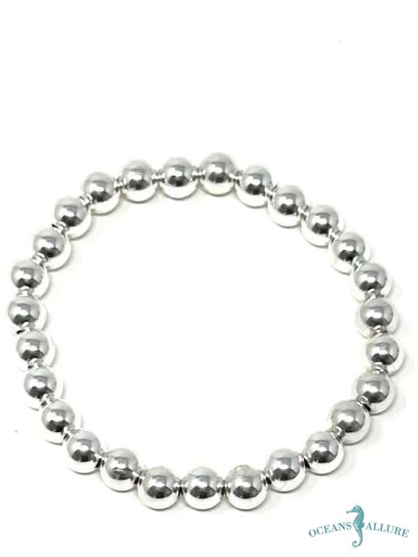 7mm Silver Bead Bracelet