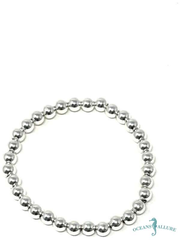 6mm Silver Bead Bracelet