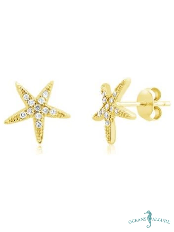 GP CZ Starfish Stud Earrings
