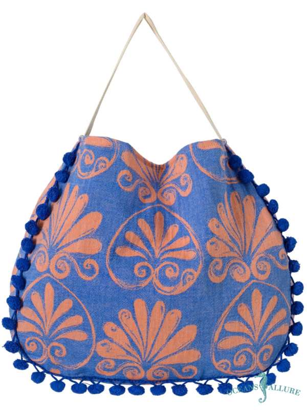 Blue/Coral Akrokeramo Beach Bag