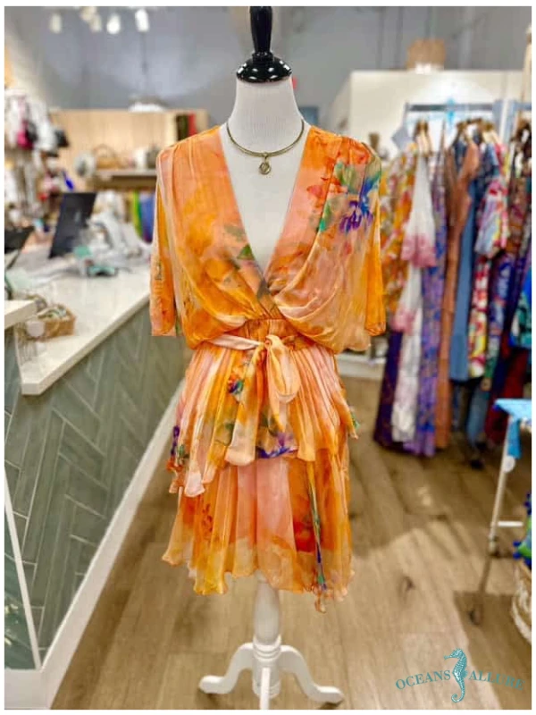 Orange Floral Short Silk Stevie
