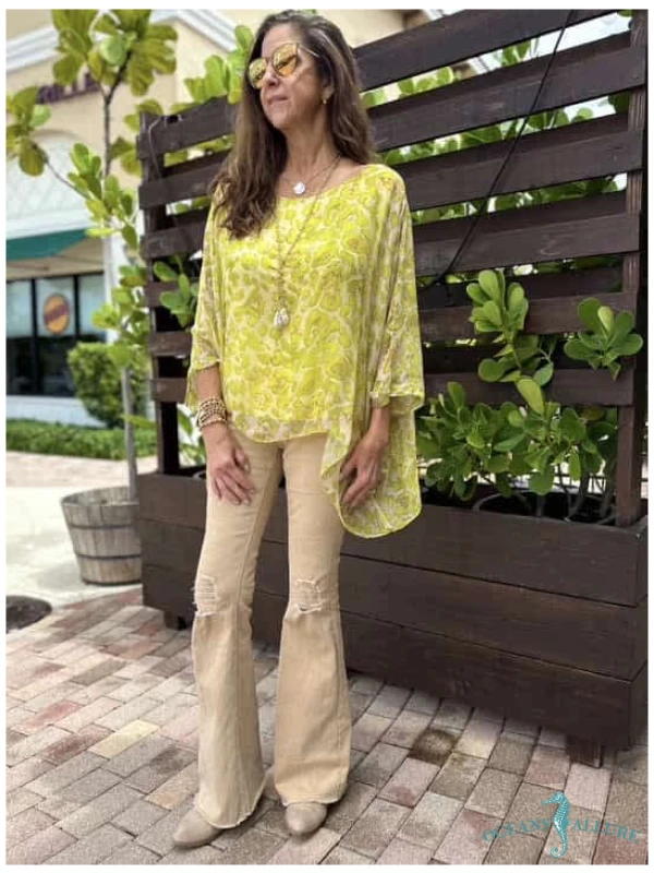 Lime Leopard Silk Slv Top