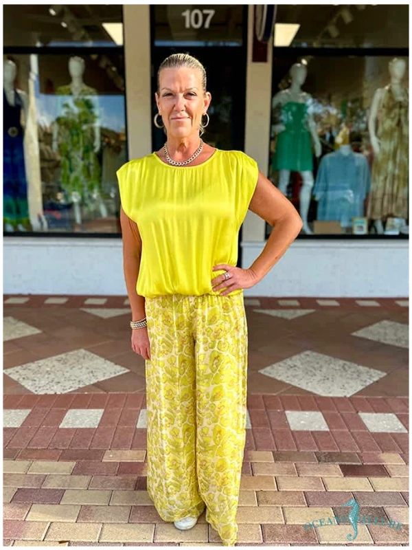 Lime Leopard Silk Pant