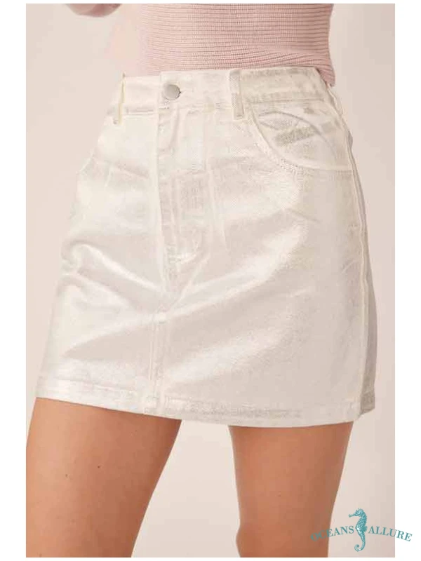 Foiled Twill Mini Skirt - Image 2