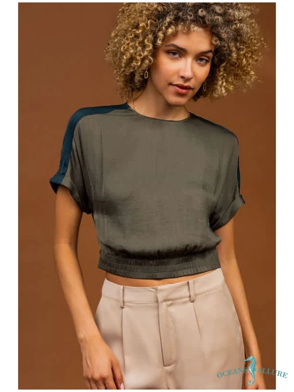 Olive Colorblock Crop Top