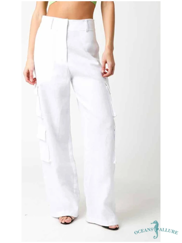 Tate White Linen Pants