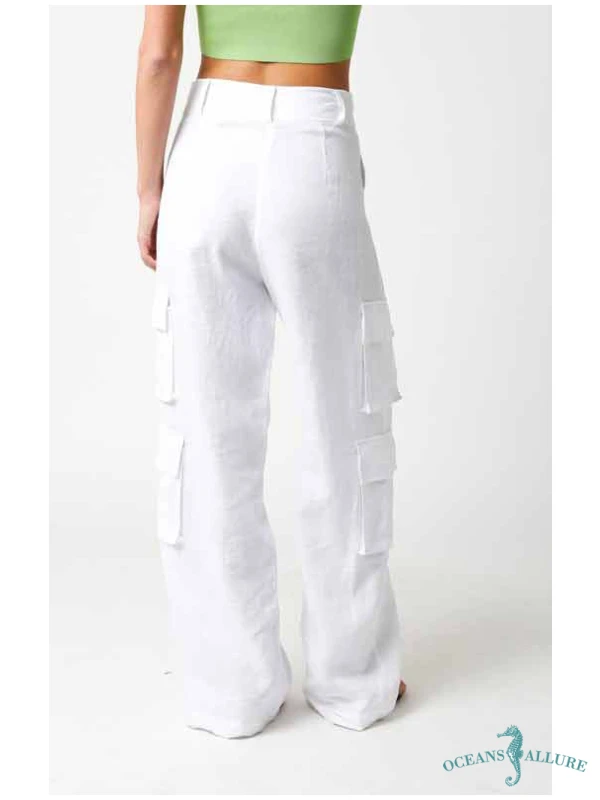 Tate White Linen Pants - Image 2