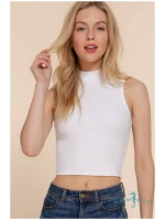 White B2B Mock Neck Tank