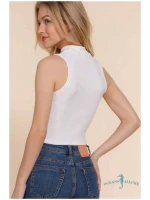 White B2B Mock Neck Tank - Image 2