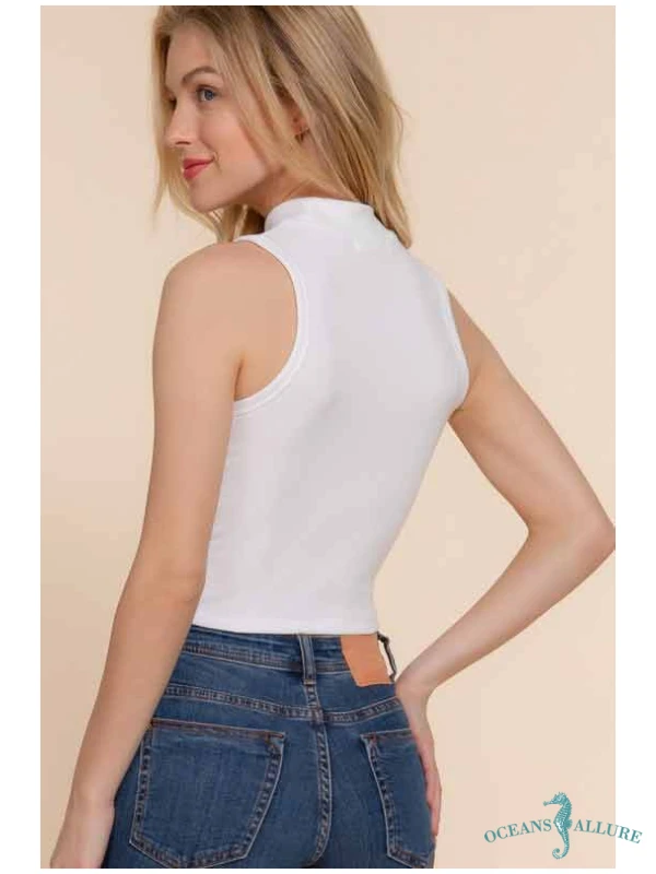 White B2B Mock Neck Tank - Image 2
