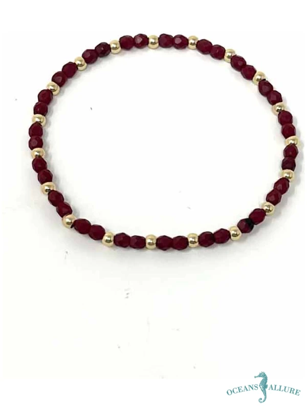 3mm GF Bead Garnet Crystal Bracelet