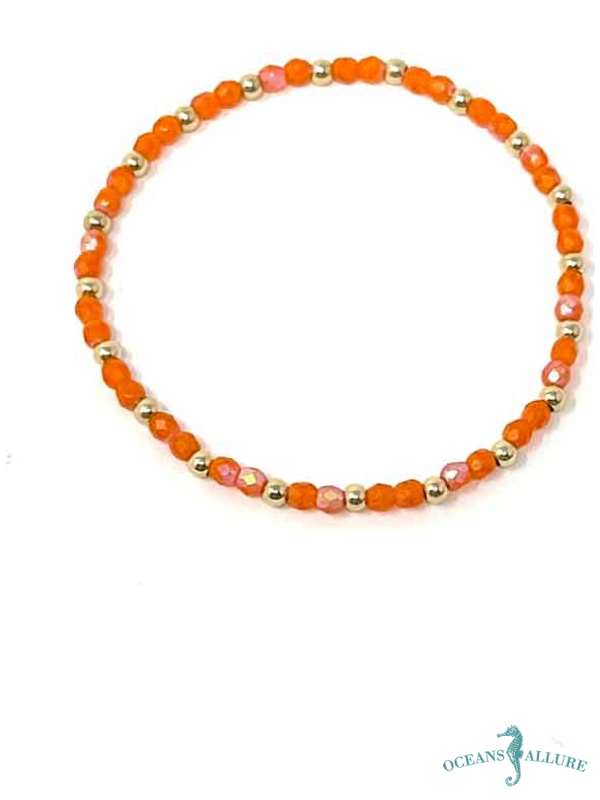 3mm GF Bead Orange Crystal Bracelet