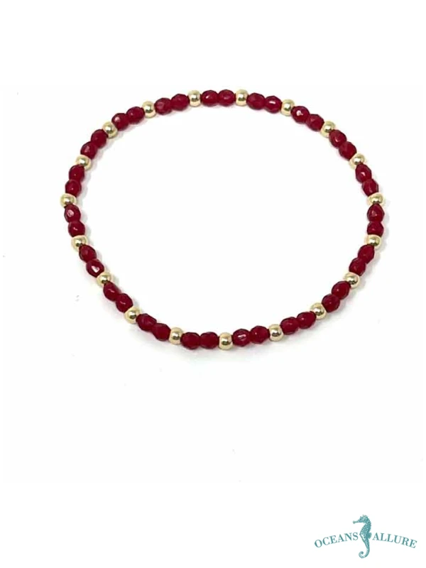 3mm GF Bead Red Crystal Bracelet